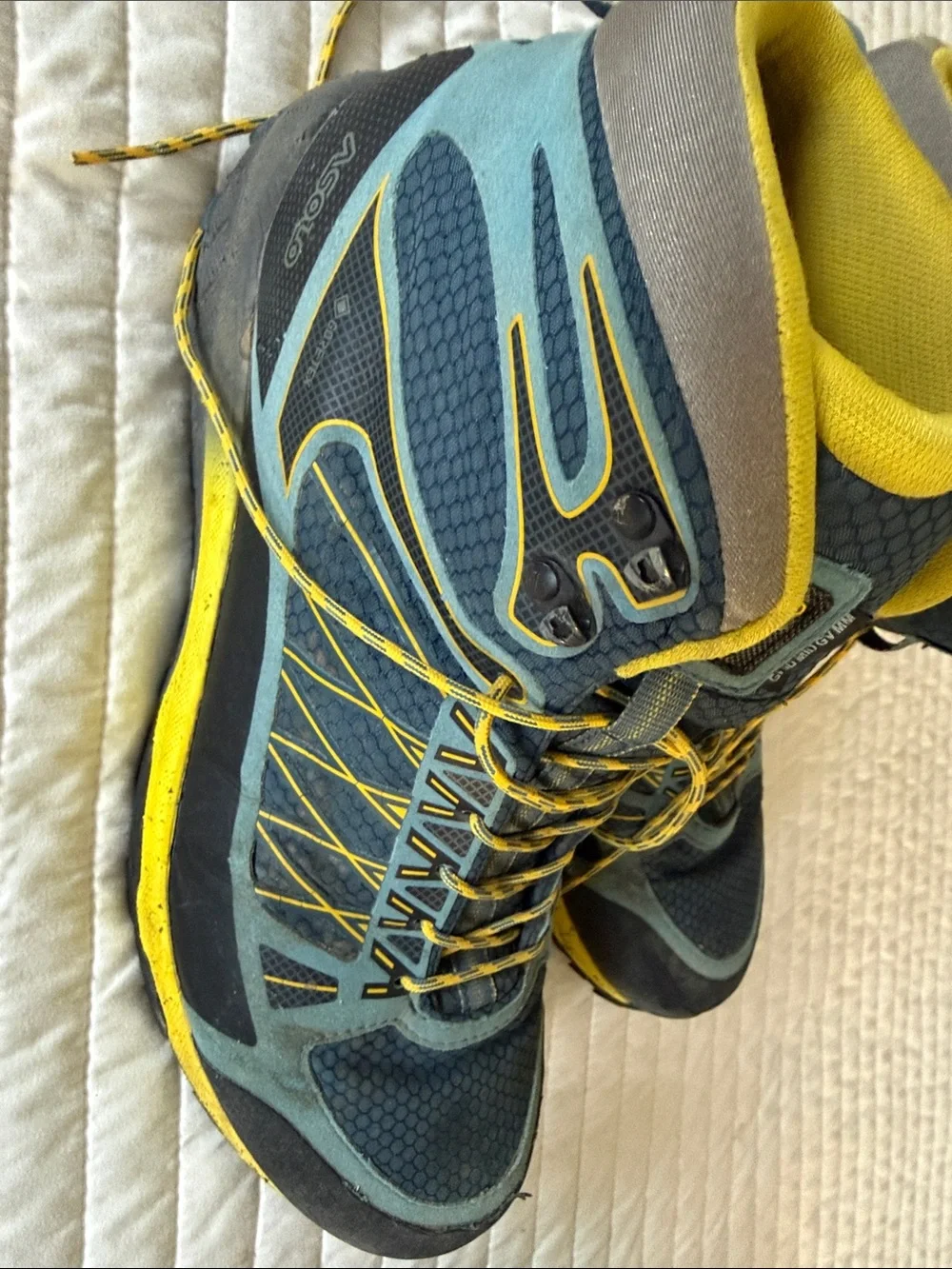 Asolo Blue and Yellow Men's Hiking Boots,